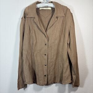 Cynthia Ashby Size Medium Brown Linen Jacket Top Lagenlook Boho